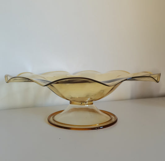 Coupe centre de table en verre de Murano ambré 1930's