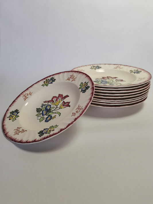 Assiettes creuses en faïence Modèle "Marseille" de Longwy